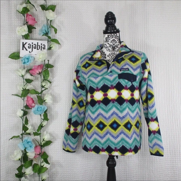 PATAGONIA Synchilla Geo Chevron Snap T Pullover Size XXS